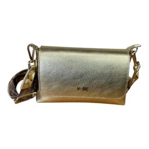 M BRC borsa sacca Piccola da spalla in pelle 2 tracolle chiusa da patta ORO C110 - Imagen 1 de 6