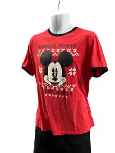 Disney MICKEY MOUSE Schneeflocken Urlaub T-Shirt Unisex LOUNGE Gr. M Winter - Bild 1 von 3