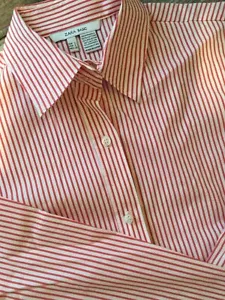 # LOVELY ZARA BASIC RED & WHITE STRIPED CLASSIC SHIRT # Turn Up Cuffs # Size M # - Picture 1 of 5
