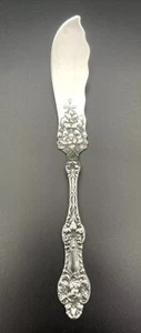 Cuchillo de mantequilla maestro de plata esterlina con flor de azahar antiguo Alvin sin monograma - Imagen 1 de 9