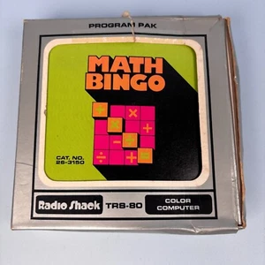 MATH BINGO RADIO SHACK TANDY TRS-80 COLOR COMPUTER GAME CARTRIDGE BOXED - Picture 1 of 6
