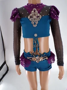 Costume Danza Reverence Pizzo Strass 2 pz Reverence Verde Verde Bambino Jazz Se - Foto 1 di 11