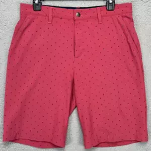 Adidas Shorts Mens 30 Prime Green Red Allover Print Chino Golf Flat Front Pocket - Picture 1 of 9