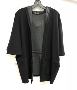 🕉 OMGIRL Black Pre-Shrunk Organic Cotton Hoodie Cardigan Jacket Poncho LARGE 🖤 - Picture 1 of 5