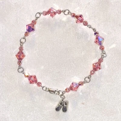 Expectant Moms Silver Baby Charm Bracelet W/ Swarovski, It’s A Girl! Handmade - Image 1 of 4