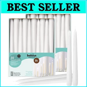 Smokeless Dripless 10 Inch White Taper Candles - 8 Hours Burn Time, 60 Count - Picture 1 of 10