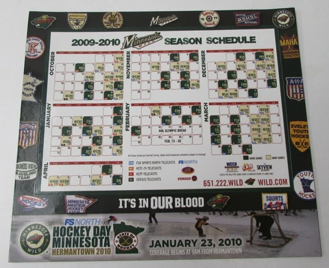 2009-10 Minnesota Wild Magnet Season Schedule Cover