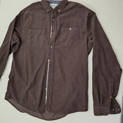 Camisa Heritage 1981 Para Hombre Botón Manga Larga Marrón Pana Talla L Calce Ajustado Foto 1 de 4