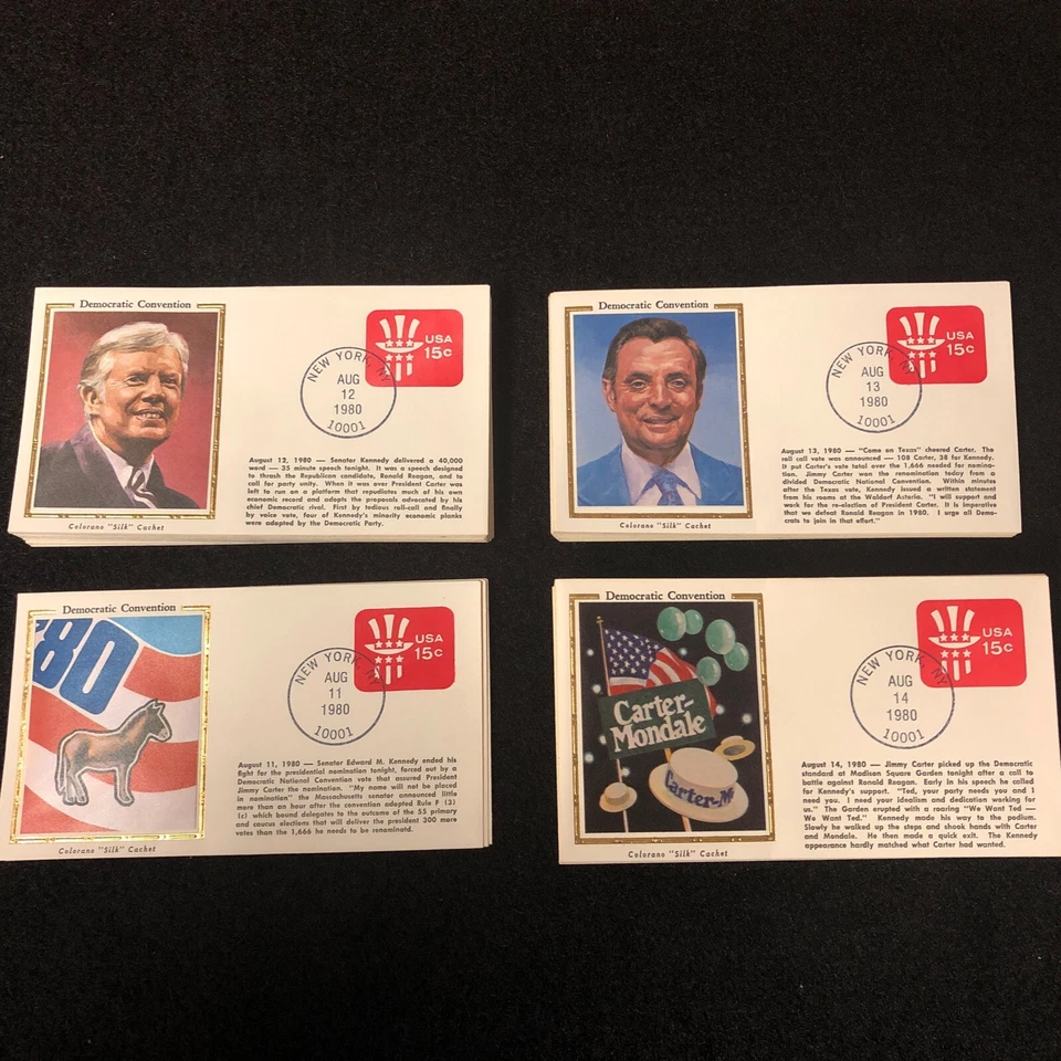 1980 Democratic Convention candidates Carter-Mondale COLORANO SILK Covers Lot - Image 1 of 4