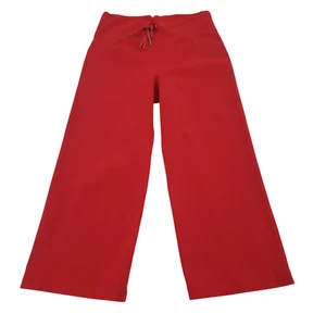 Lululemon Size M Red Jersey High Rise Drawstring Fold Waist Crop Flare Leggings - Picture 1 of 8