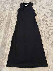 J Crew Sidecut Tank Maxi Dress Black Sz XS Jersey Knit Black Label Cotton New - Picture 1 of 9