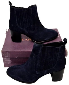 CARVELA COMFORT Result Slip On Navy Suede Block Heel Boots Ladies EU 40 UK 7 - Picture 1 of 9