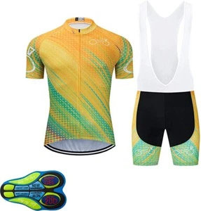 (USA Seller) Men's Cycling Short Sleeve Set Bicycle Shirt + Bib Set - Picture 1 of 4