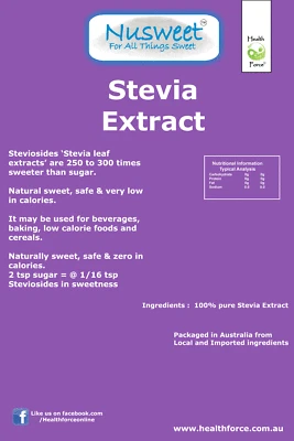 Stevia Organic Nusweet Extract Sugar Substitutes Natural Sweet Zero Calories - image 1 of 2