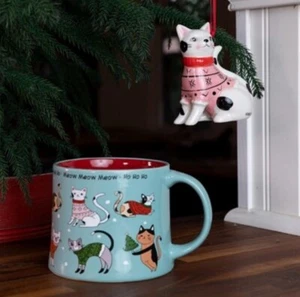 Juego de regalo taza y adorno para gato 75330 HOHOHO maullido cerámica 12 oz cielo azul - Imagen 1 de 1