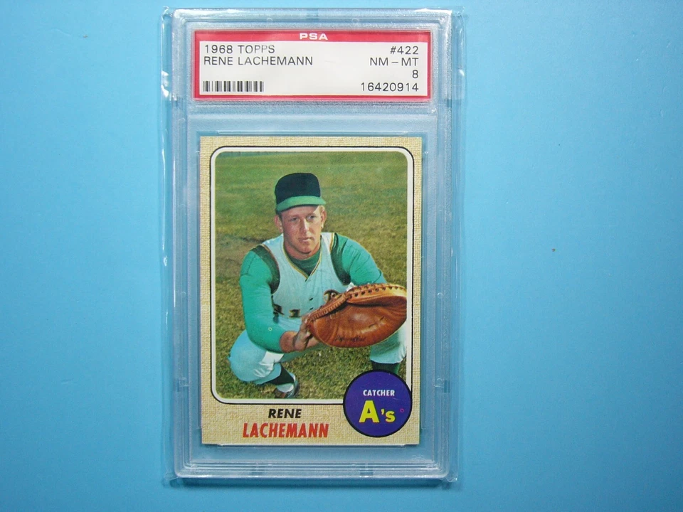 1968 TOPPS MLB BASEBALL CARD #422 RENE LACHEMANN PSA 9 MINT SHARP+ '68 TOPPS GL - Image 1 of 2