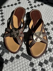 Sandali Montego Bay Donna 8W Marroni Ricamati Slip On - Foto 1 di 9