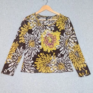 Blusa transparente de jeans Y2K AZI para mujer grande floral lentejuelas con cuentas - Imagen 1 de 9