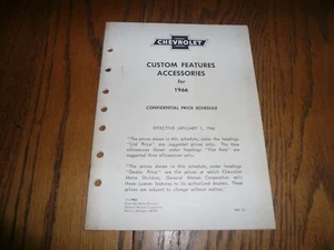 1966 Chevrolet Custom Features Accessories Price List Sales Brochure - Original - Picture 1 of 6