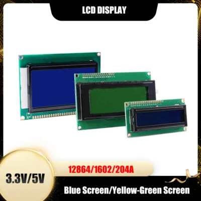 12864/1602/204A LCD-Anzeige Blauer Bildschirm/Gelb-Grüner Bildschirm 3.3V/5V - Bild 1 von 4