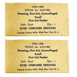 WW2 Vietnam Era US Civil Defense 2017435 Camouflaged First Aid Dressing S, 2 Pcs - Picture 1 of 5