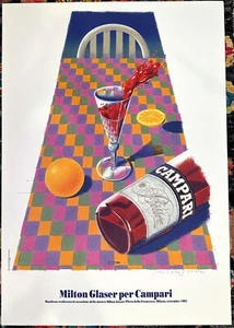 MILTON GLASER FOR CAMPARI 1992 SIGNED LIMITED EDITION on canson Watercolor paper - Picture 1 of 7