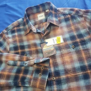 Neu mit Etikett Rowm Coastal Drifter Herren M L/S rostblau kariert weich Flanell Grunge Opa  - Bild 1 von 12