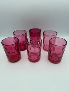 Vintage 6 Fenton COIN DOT OPTIC Inverted Thumbprint Optic 10 oz. 4 1/4" Tumblers - Picture 1 of 5
