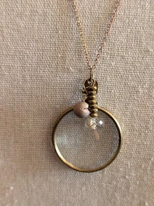 Monokel Vergrößerung Charm Halskette Quarz Messing Glas - Bild 1 von 8