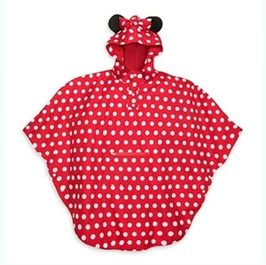 DISNEY Minnie Mouse Adult Rain Poncho Hooded Red Polka Dot Jacket M/L NWT - Picture 1 of 17