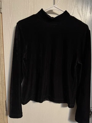 Suéter Remachado por Lee Negro Tejido con Cable Cuello Simulado Y2K Pequeño Mediano Mujeres Gótico Foto 1 de 4