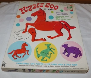 Vintage Kohner Puzzle Zoo Animals Plastic Kangaroo Bear Horse USA - Picture 1 of 7