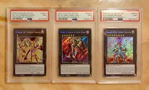 2016 Yu-Gi-Oh 3 X Dragons Of Legend 3 PSA 9 MINT 1st Ed XYZ Dragons Secret Rares - Picture 1 of 5