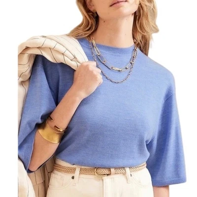 Suéter Banana Republic 100% lã merino azul médio oversized colorido preppy - Imagem 1 de 4