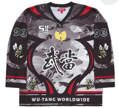 Size 2XL FW25 Supreme Wu-Tang Clan Hockey Jersey Longsleeve Black - Image 1 of 2