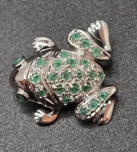 Ross Simons Sterling Silver Green Emerald Gemstone 7/8" Brooch Pin - Picture 1 of 11