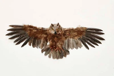 Ala extendida con plumas voladoras grande 28" búho artificial utilería de Halloween Foto 1 de 2