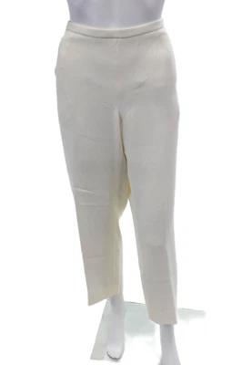 Emporio Armani Womens Textured Lined Zip Wide Loose Leg Pants Cream Size L - Image 1 of 4