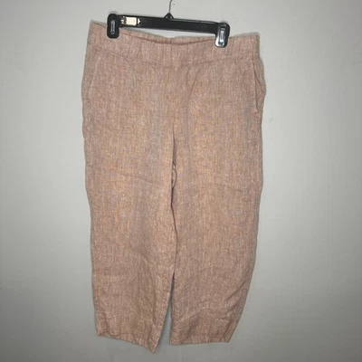 J. Jill чисто льняной широкие ноги укороченные брюки размер MP брюки коричневый Lagenlook - Изображение 1 из 4
