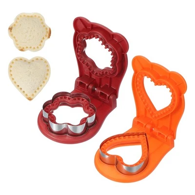 2 Pack Crustless Sandwich Cutter, Flower/Heart Shape(Red/Orange) - Image 1 of 4