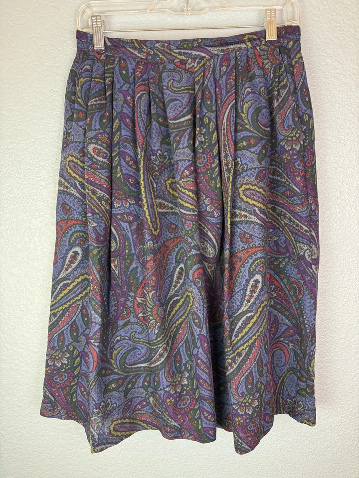 Falda vintage casi nueva para mujer 10 lana cachemira plisada midi hecha en EE. UU. 80 años 90 Foto 1 de 4