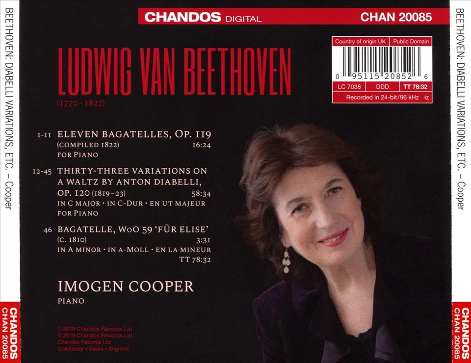 BEETHOVEN / COOPER - IMOGEN COOPER PLAYS BEETHOVEN NEW CD Foto 1 de 1
