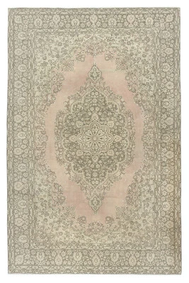 6.8x10.5 Ft One-of-a-pair Vintage Area Rug. Handmade Turkish Carpet - Image 1 of 4