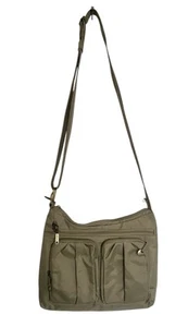 Bolso de Hombro TRAVELON Hobo Cartera Caqui Usado en Excelente Condición - Imagen 1 de 11