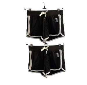 2 PAIRS Justice Girls Black Dolphin Shorts Size 7/8 NWT Drawstring Logo Cotton - Picture 1 of 20