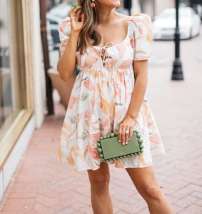 Abercrombie & Fitch Schlüsselloch Blumen Babydoll Minikleid Medium HOCH Neu ohne Etikett  - Bild 1 von 11