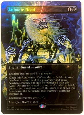 MTG Animate Dead (Rainbow Foil) Secret Lair x Iron Maiden 2189 NM - Image 1 of 4