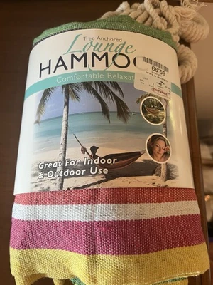 Hamaca de salón ancla de árbol a rayas multicolores nueva con etiqueta Foto 1 de 4