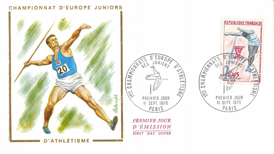 Envelope FDC France Championships Europe Athletics Juniors 1970 Paris N2 - Image 1 of 1