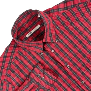 Venti Shirt Mens L Red Plaid Button Up Long Sleeve Cotton Casual Lightweight EUC - Picture 1 of 7